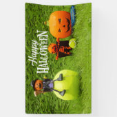 Tennis Halloween Party met spookpompoen Banner (Verticaal)