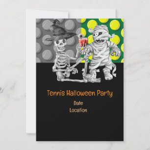Tennis Halloween Party met tennisbal en spook Kaart