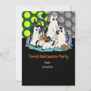 Tennis Halloween Party met tennisbal en spook Kaart