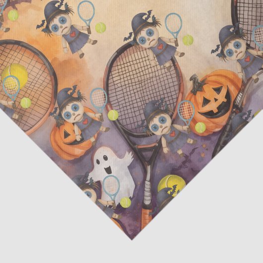 Tennis Halloween thema met bal en racket Tissuepapier (Detail)