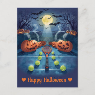Tennis Halloween voor tennisser met racket Feestdagenkaart