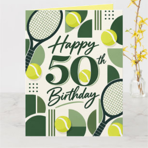 Tennis Happy 50e Verjaardag Geometrisch Ontwerp Kaart