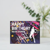 Tennis 🎾 Happy Birthday Briefkaart (Staand voorkant)