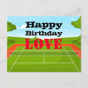 Tennis Happy Birthday Love player Briefkaart