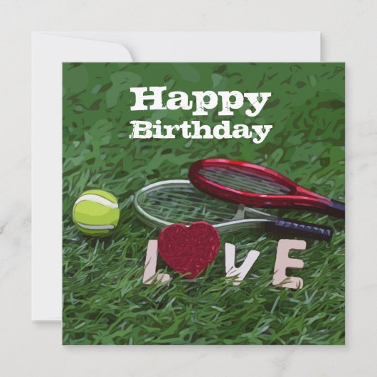 Tennis Happy Birthday Love with ball and racket (Voorkant)