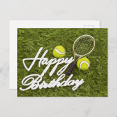 Tennis Happy Birthday Love with ball and racket Briefkaart (Voorkant / Achterkant)