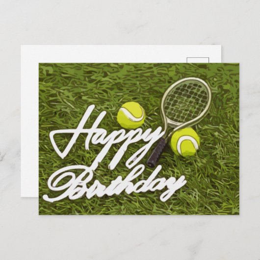 Tennis Happy Birthday Love with ball and racket Briefkaart (Voorkant / Achterkant)