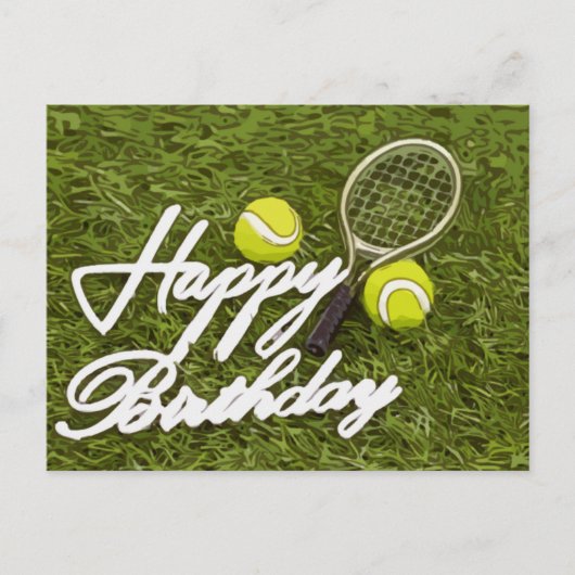 Tennis Happy Birthday Love with ball and racket Briefkaart (Voorkant)