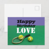 Tennis Happy Birthday Love with ball and racket Briefkaart (Voorkant / Achterkant)