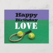 Tennis Happy Birthday Love with ball and racket Briefkaart (Voorkant)