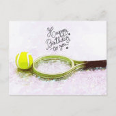 Tennis Happy Birthday met bal en racket Briefkaart (Voorkant)