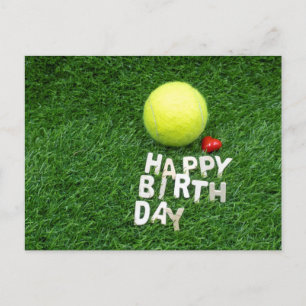 Tennis Happy Birthday met liefdeshart Briefkaart