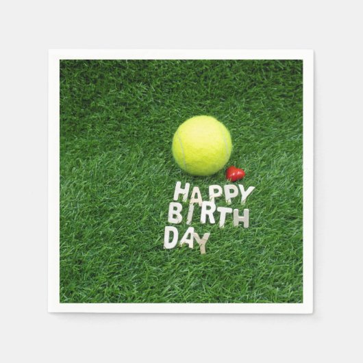 Tennis Happy Birthday met liefdeshart Servet (Voorkant)