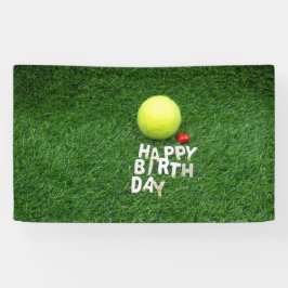 Tennis Happy Birthday met liefdeshart Spandoek