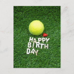 Tennis Happy Birthday met liefdeshartkaart Briefkaart