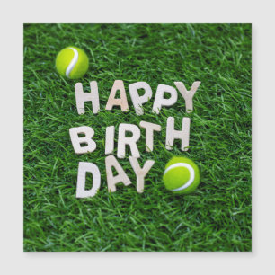 Tennis Happy Birthday met Tennis bal op groen