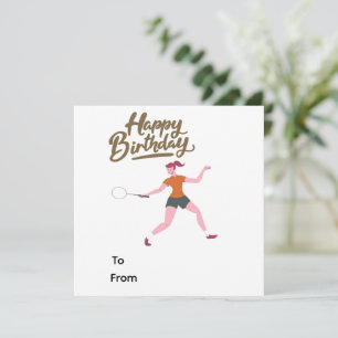 Tennis Happy Birthday met vrouwelijke speler op de