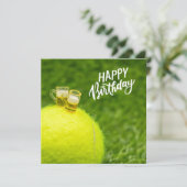 Tennis Happy Birthday Tennis bal met bier groen (Staand voorkant)