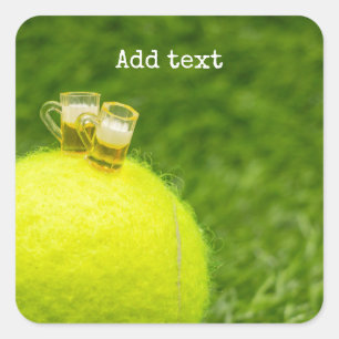 Tennis Happy Birthday Tennis bal met bier Vierkante Sticker