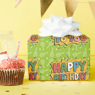 Tennis Happy Birthday voor de speler Cadeaupapier