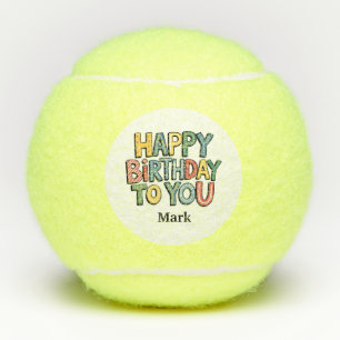 Tennis Happy Birthday voor jou met naam Tennisballen