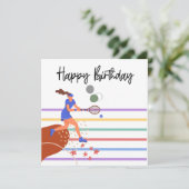 Tennis Happy Birthday voor tennisspelers (Staand voorkant)