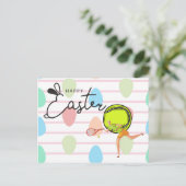 Tennis Happy Easter naar Tennis Player Feestdagenkaart (Staand voorkant)