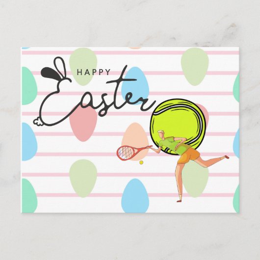 Tennis Happy Easter naar Tennis Player Feestdagenkaart (Voorkant)