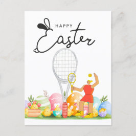 Tennis Happy Easter naar tennisspeler met eitjes Briefkaart