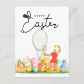 Tennis Happy Easter naar tennisspeler met eitjes Briefkaart (Voorkant)