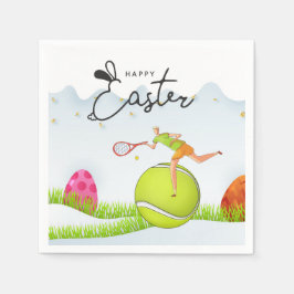 Tennis Happy Easter naar tennisspeler met eitjes Servet
