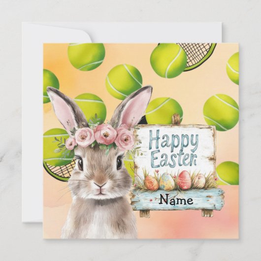 Tennis Happy Easter voor Tennis Player Feestdagenkaart (Voorkant)