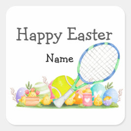 Tennis Happy Easter voor Tennis Player Napkins Vierkante Sticker