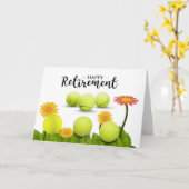 Tennis Happy met pensioen met bloemen Kaart (Gele Bloem)