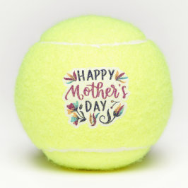 Tennis Happy Moederdag met bloemen rond Tennisballen