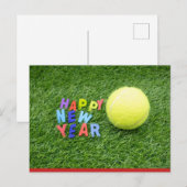 Tennis happy nieuwjaar & tennisbal briefkaart (Voorkant / Achterkant)