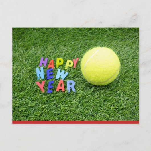 Tennis happy nieuwjaar & tennisbal briefkaart (Voorkant)