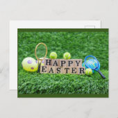 Tennis Happy Pasen met ball racket en eitjes Post Briefkaart (Voorkant / Achterkant)