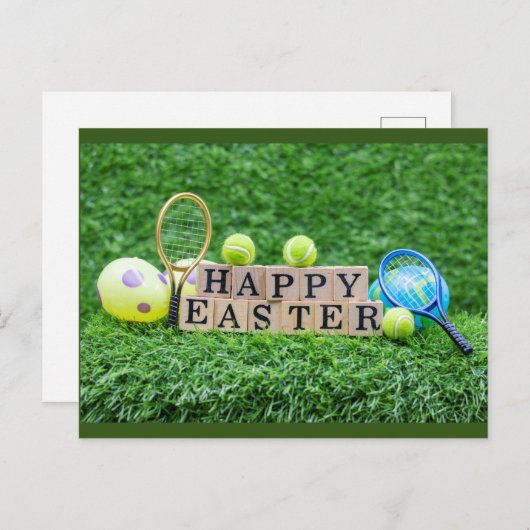 Tennis Happy Pasen met ball racket en eitjes Post Briefkaart (Voorkant / Achterkant)
