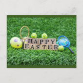 Tennis Happy Pasen met ball racket en eitjes Post Briefkaart (Voorkant)