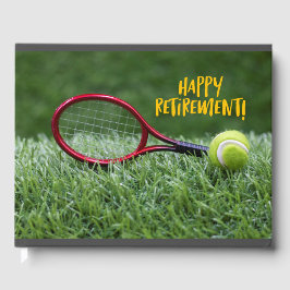 Tennis Happy Retirement op groen gras Gastenboek