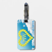 Tennis hart, liefde, gepersonaliseerd bagagelabel (Achterkant verticaal)