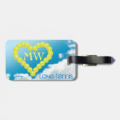 Tennis hart, liefde, gepersonaliseerd bagagelabel (Achterkant horizontaal)