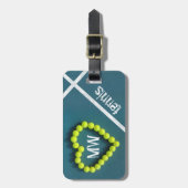 Tennis hart liefde gepersonaliseerd bagagelabel (Voorkant verticaal)