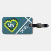 Tennis hart liefde gepersonaliseerd bagagelabel (Achterkant horizontaal)