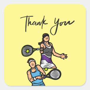 Tennis Hartelijk dank Vierkante Sticker