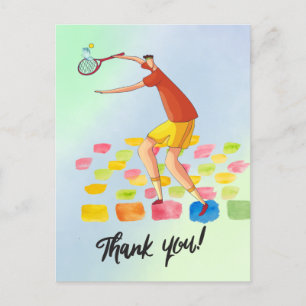 Tennis Hartelijk dank voor de waterverf van de coa Briefkaart