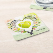 TENNIS hartvorm voor LOVE Wedding Kartonnen Onderzetters (Schuin)