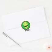 Tennis Head Alien Ronde Sticker (Envelop)
