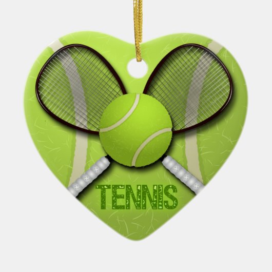 TENNIS HEART ORATION KERAMISCH ORNAMENT (Voorkant)